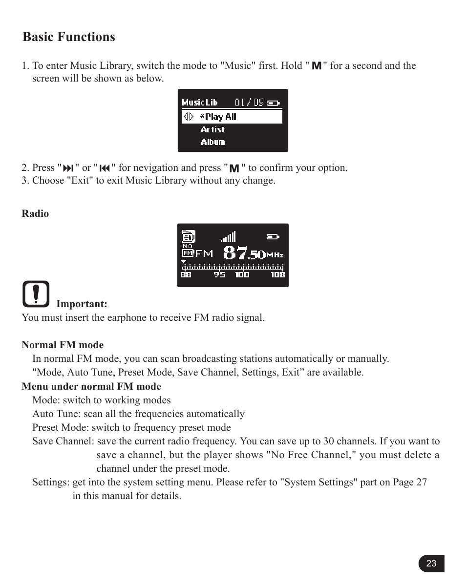 Basic functions | MyMusix PD-6070 User Manual | Page 24 / 33