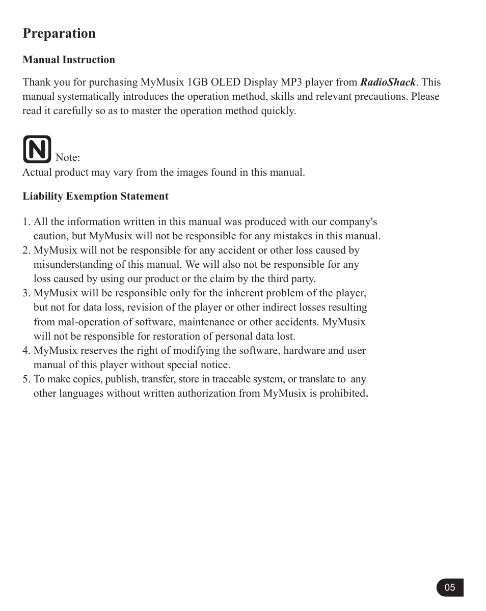 Preparation | MyMusix PD-6070 User Manual | Page 6 / 33