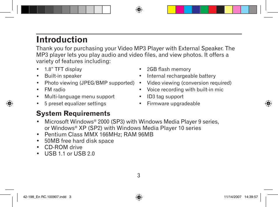 Introduction, System requirements | MyMusix 42-198 User Manual | Page 3 / 20