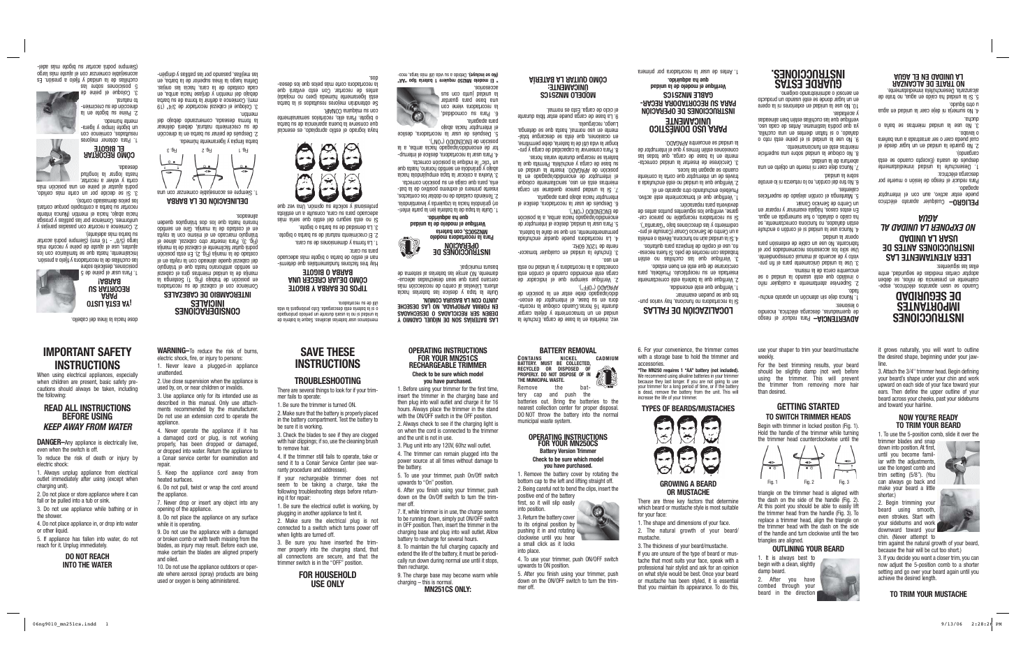 Conair MN251CS User Manual | 2 pages