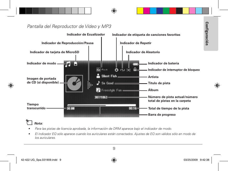 Pantalla del reproductor de vídeo y mp3 | MyMusix 42-422 User Manual | Page 33 / 48