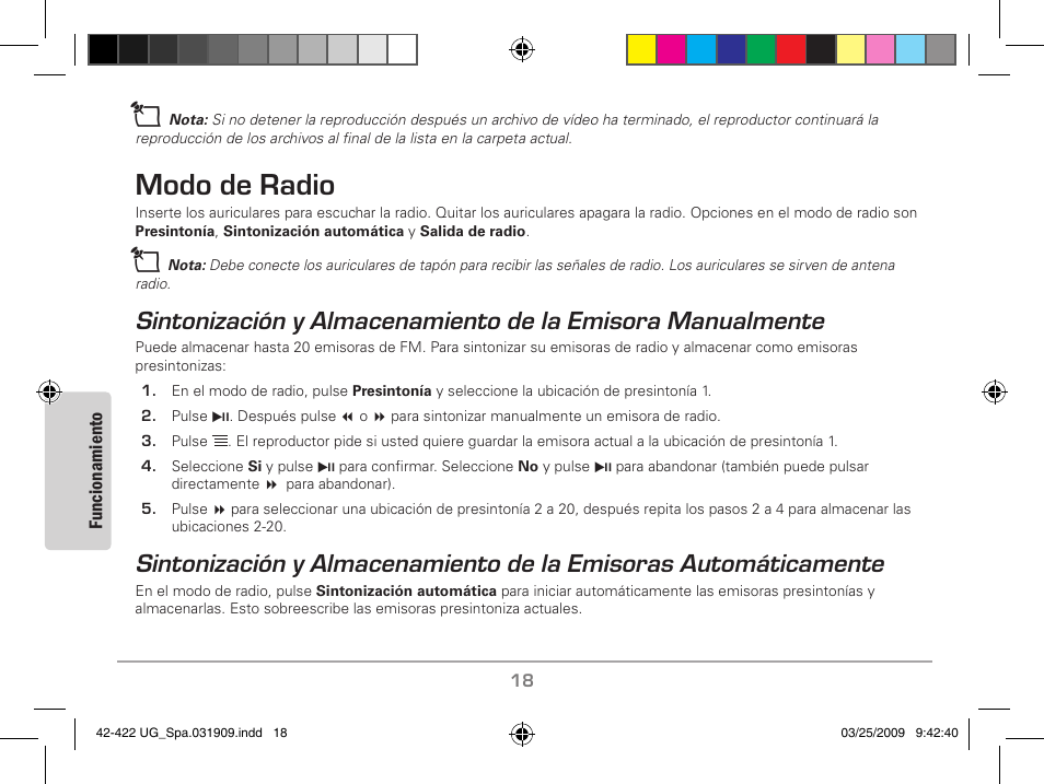 Modo.de.radio, Modo de radio | MyMusix 42-422 User Manual | Page 42 / 48