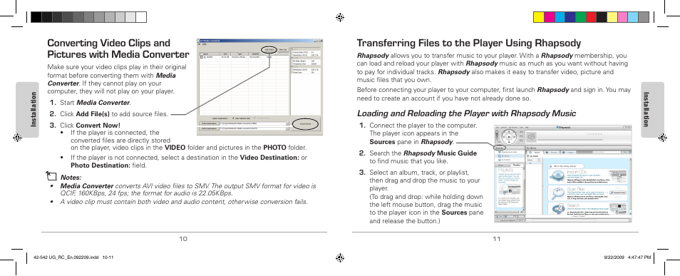 Transferring files to the player using rhapsody | MyMusix 42-542 User Manual | Page 6 / 14