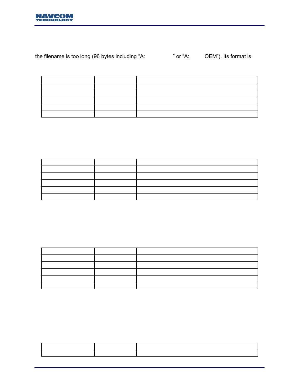 Subid wb_setuprep message format, Subid wb_loaddatacmd message format, Subid wb_loaddatarep message format | Subid wb_ chkcrccmd message format, Table 95: subid wb_setuprep format, Table 96: subid wb_loaddatacmd format, Table 97: subid wb_loaddatarep format, Table 98: subid wb_chkcrccmd format | NavCom Sapphire Rev.J User Manual | Page 248 / 450