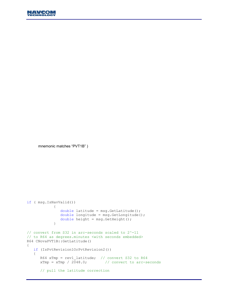 Sapphire pseudocode for coordinate conversions | NavCom Sapphire Rev.J User Manual | Page 395 / 450