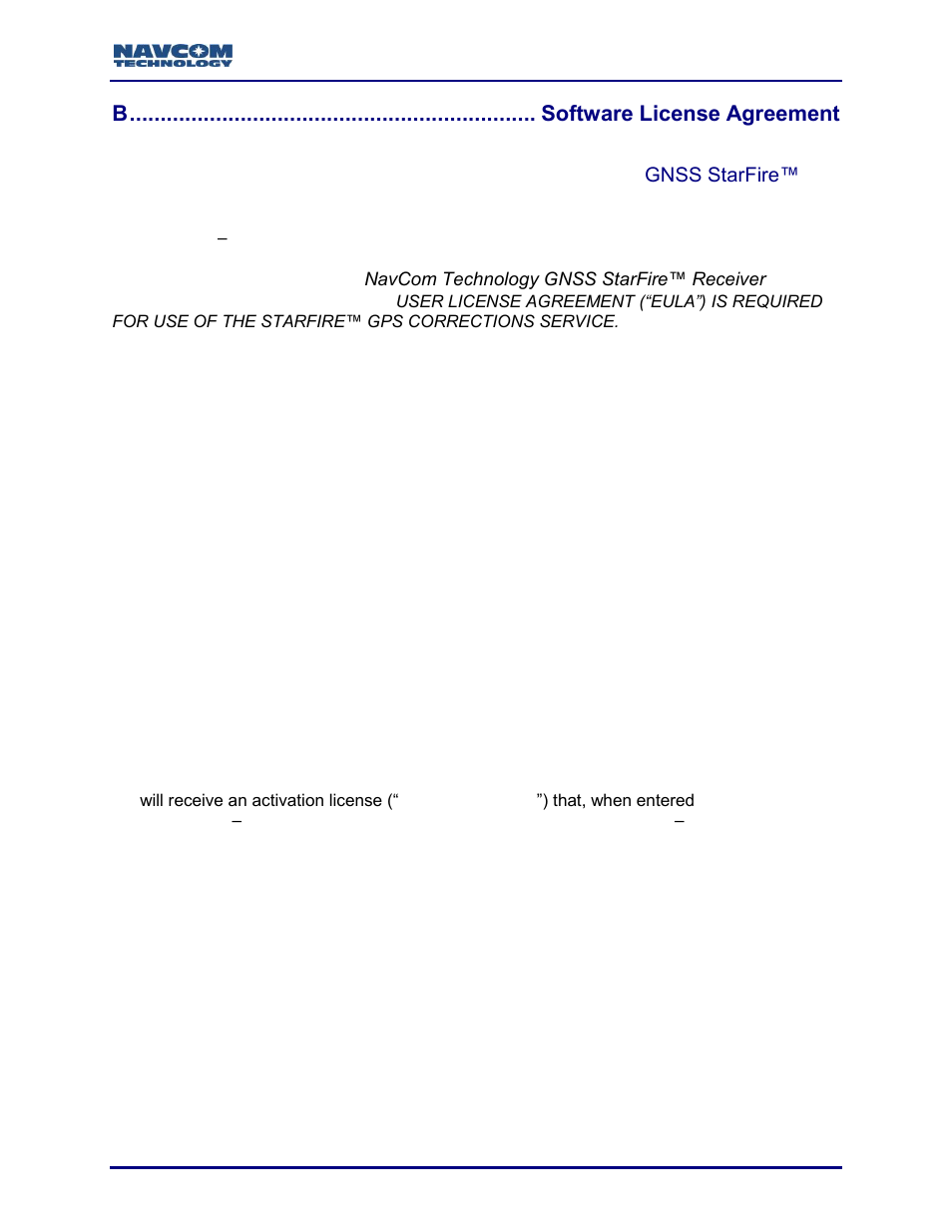Software license agreement | NavCom Sapphire Rev.J User Manual | Page 397 / 450