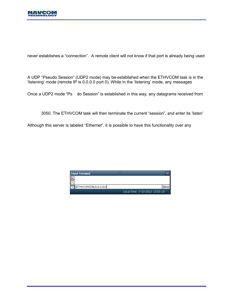 Exercise, Resetting the ethernet virtual com connection, Figure 18: input terminal | NavCom Sapphire Rev.J User Manual | Page 427 / 450