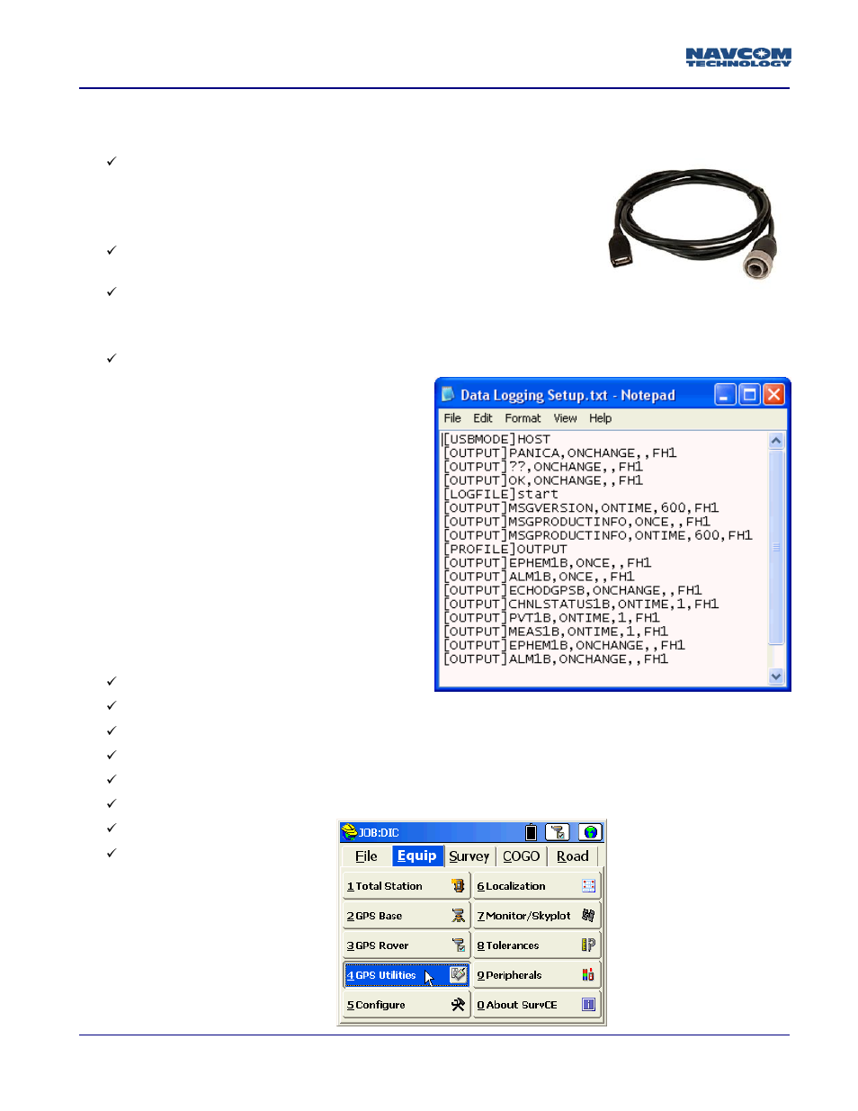 NavCom SF-3050 Logging Data to USB Using SurvCE User Manual | 4 pages