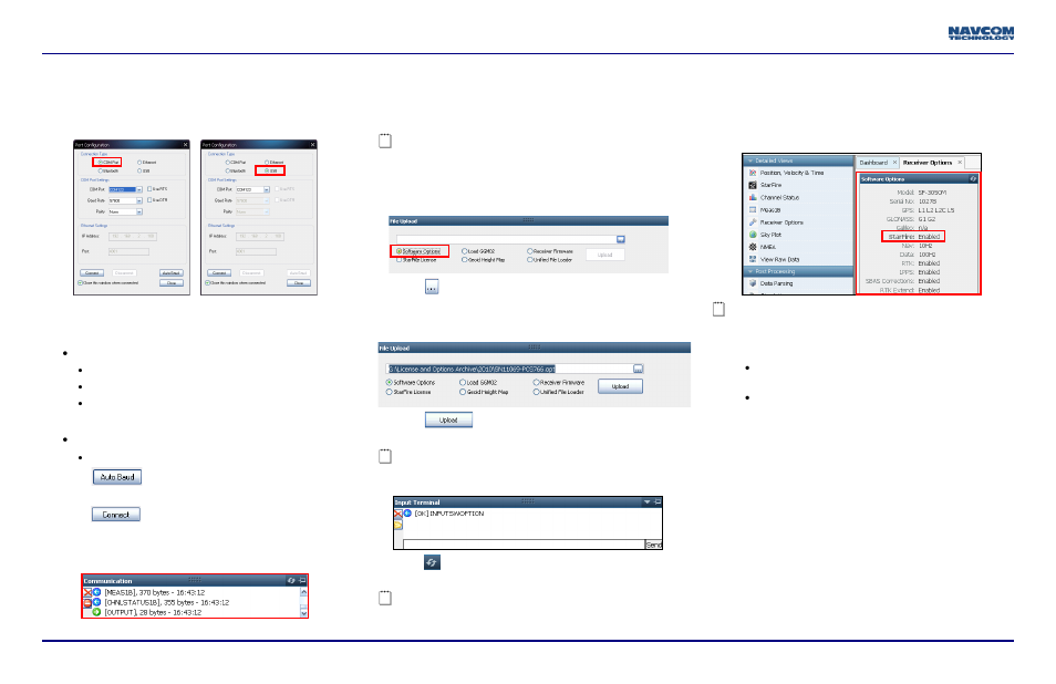 Upload software options, Determine firmware versions | NavCom SF-3050 Quick Start User Manual | Page 2 / 4
