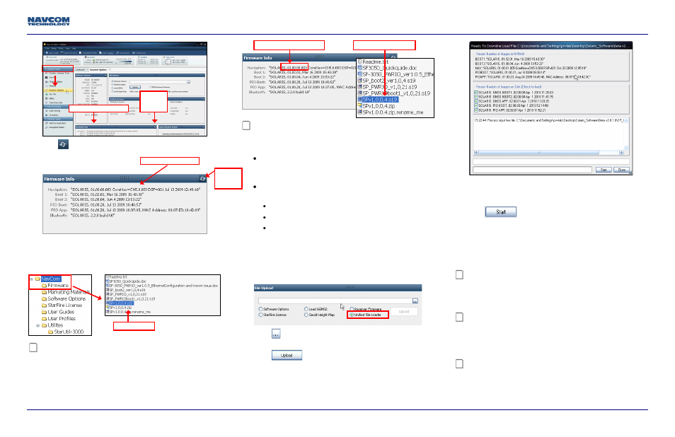 Upload firmware, Upload a unified file, Upload starfire license | Sf-3050 quick start guide | NavCom SF-3050 Quick Start User Manual | Page 3 / 4