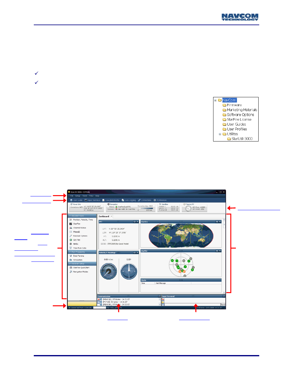 Save folder/files to pc, Starutil-3000 gui, Figure 1: navcom folder | Figure 2: starutil-3000 gui | NavCom StarUtil-3000 Rev.A User Manual | Page 18 / 119