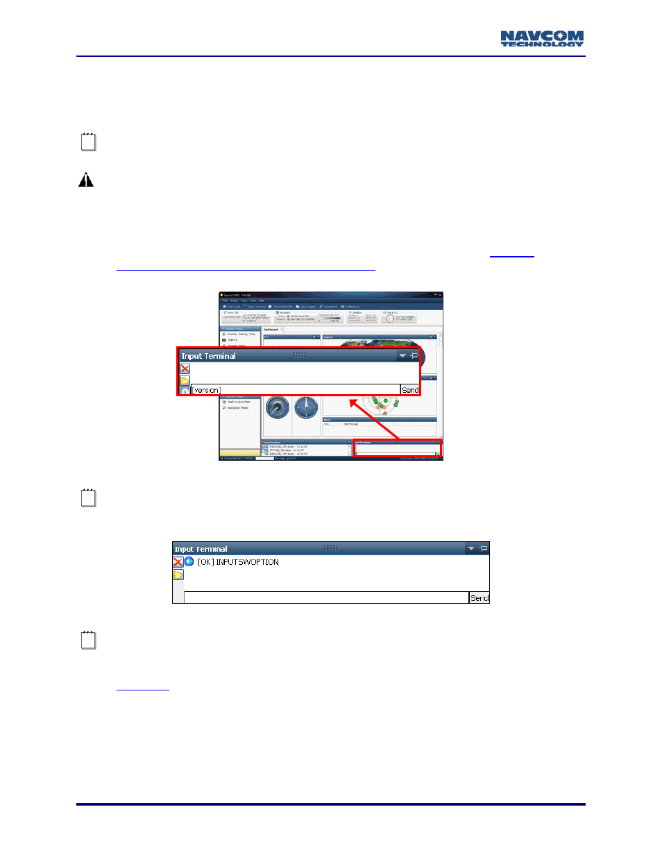 Input terminal, Figure 26: input terminal, Figure 27: input terminal – confirmation | NavCom StarUtil-3000 Rev.A User Manual | Page 28 / 119