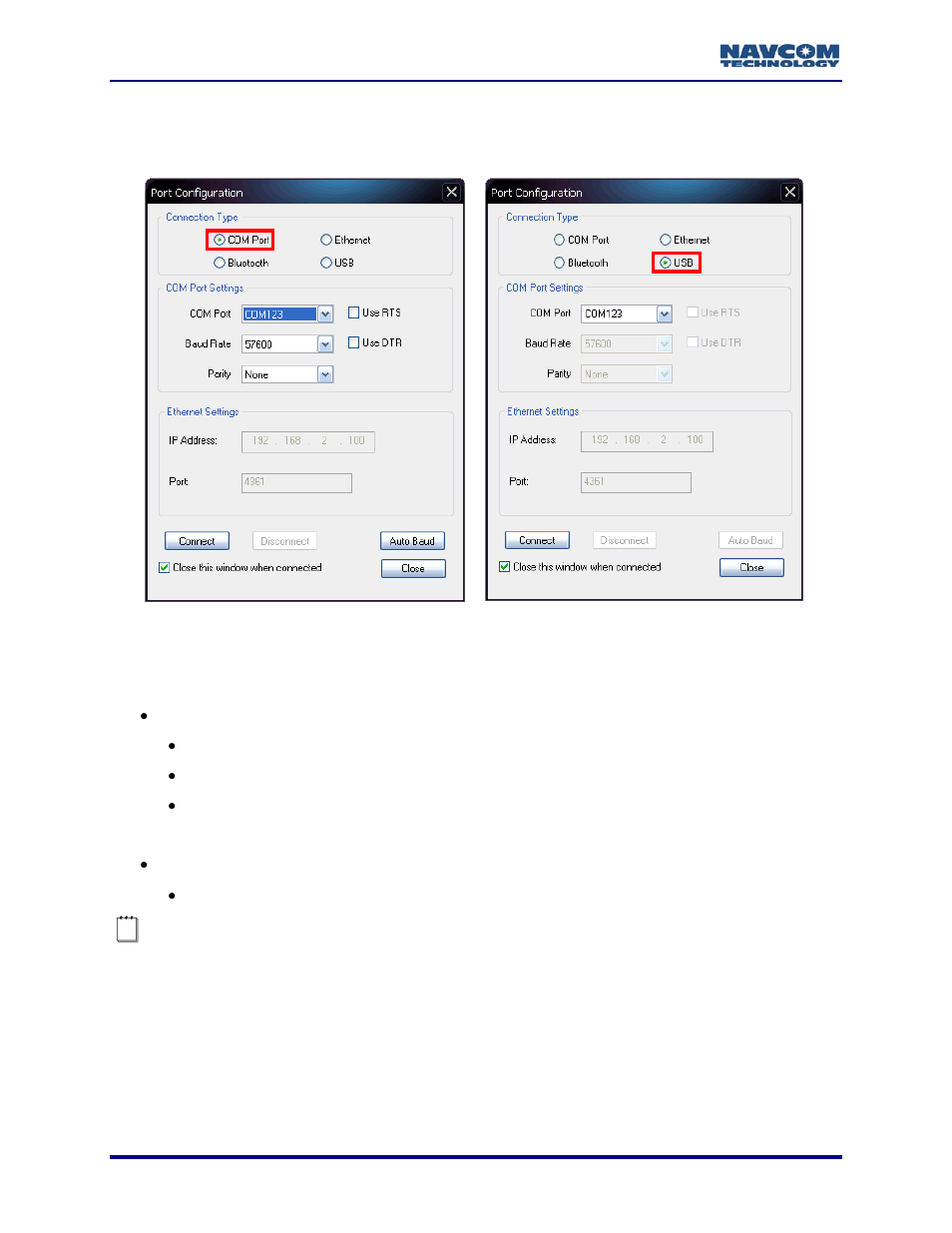Figure 29: port configuration dialog box | NavCom StarUtil-3000 Rev.A User Manual | Page 30 / 119