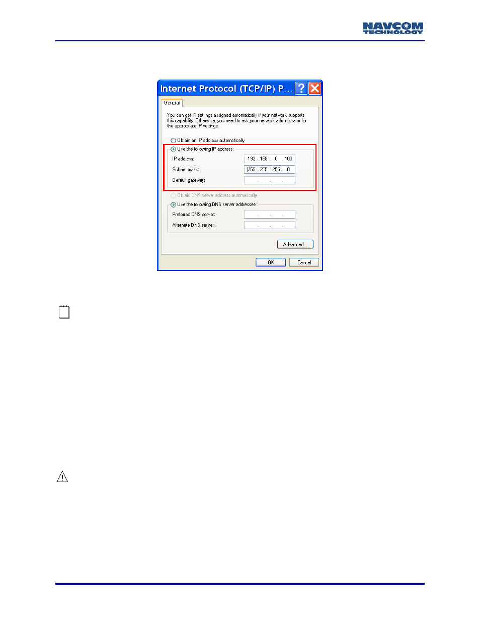 Connect sf-3050 to pc, Figure 40: internet protocol window | NavCom StarUtil-3000 Rev.A User Manual | Page 36 / 119