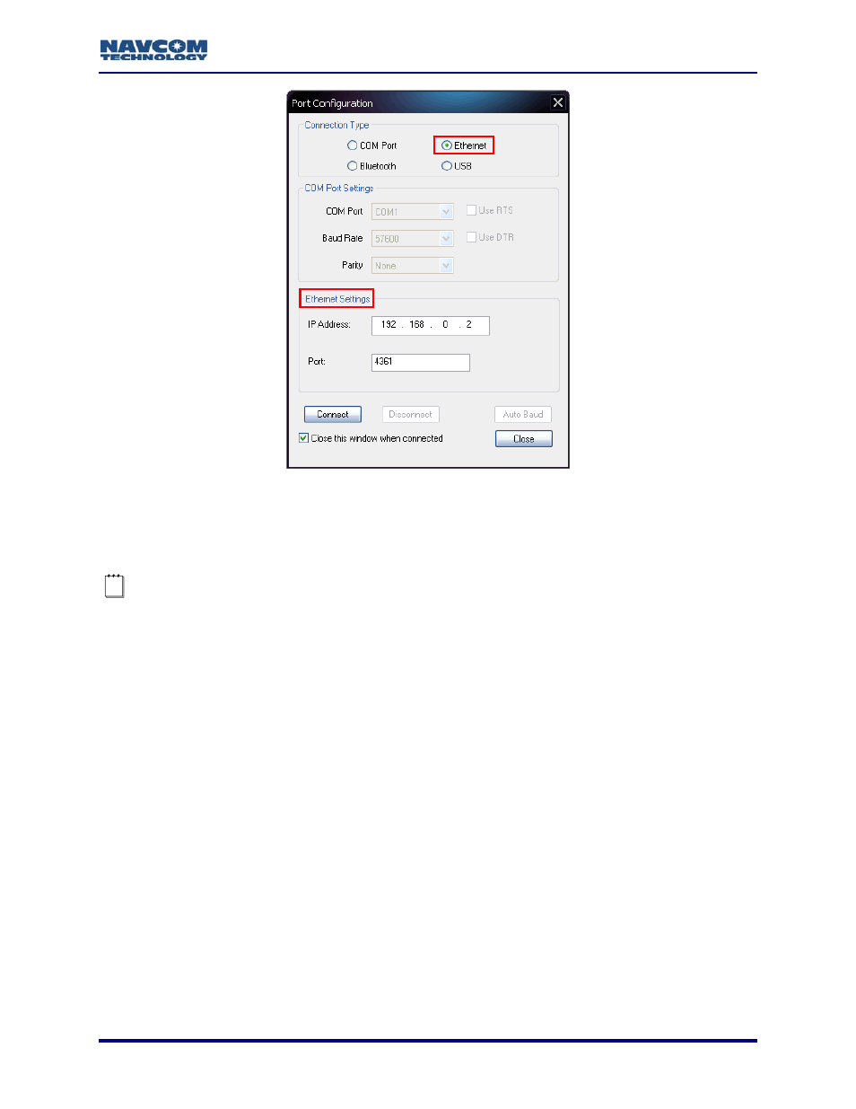 Figure 41: ethernet port configuration | NavCom StarUtil-3000 Rev.A User Manual | Page 37 / 119