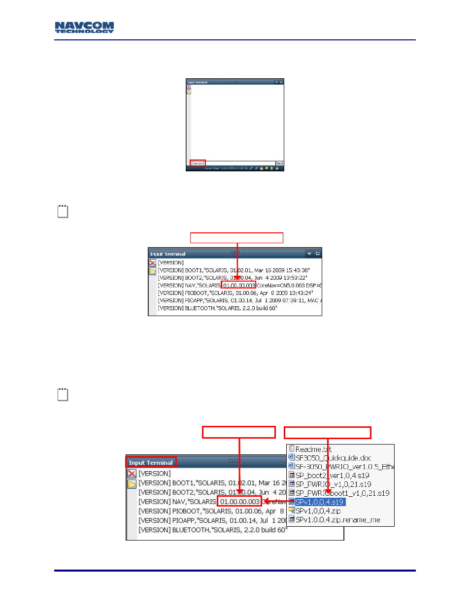 Figure 48: example of installed firmware, Figure 49: comparing current & installed firmware | NavCom StarUtil-3000 Rev.A User Manual | Page 41 / 119
