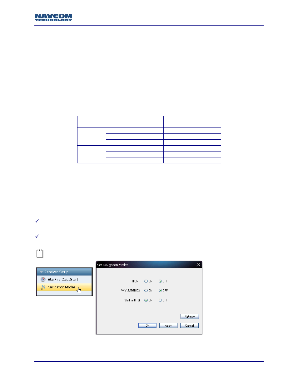 Point radius, Starfire satellites, Before uploading a starfire license | Figure 90: starfire navigation mode on, Table 8: starfire satellites, Figure 90), W (see figure 90) | NavCom StarUtil-3000 Rev.A User Manual | Page 75 / 119