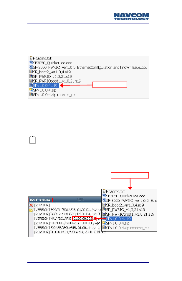 Figure 9: firmware folder, Figure 10: comparing current & installed firmware | NavCom SF-3050 Rev.A User Manual | Page 28 / 169