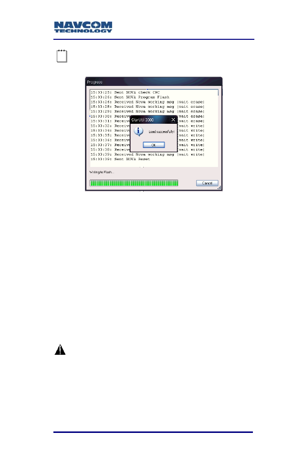 Upload software options, Figure 14: successful firmware upload | NavCom SF-3050 Rev.A User Manual | Page 31 / 169