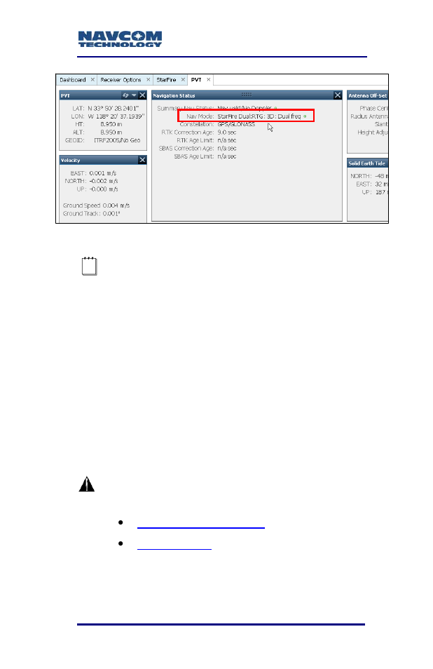 Factory default user profile, Figure 24: nav mode: starfire, The factory default user profile sect | NavCom SF-3050 Rev.A User Manual | Page 37 / 169