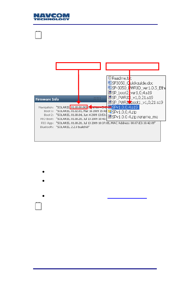 Figure 10: comparing current & installed firmware | NavCom SF-3050 Rev.B User Manual | Page 31 / 201