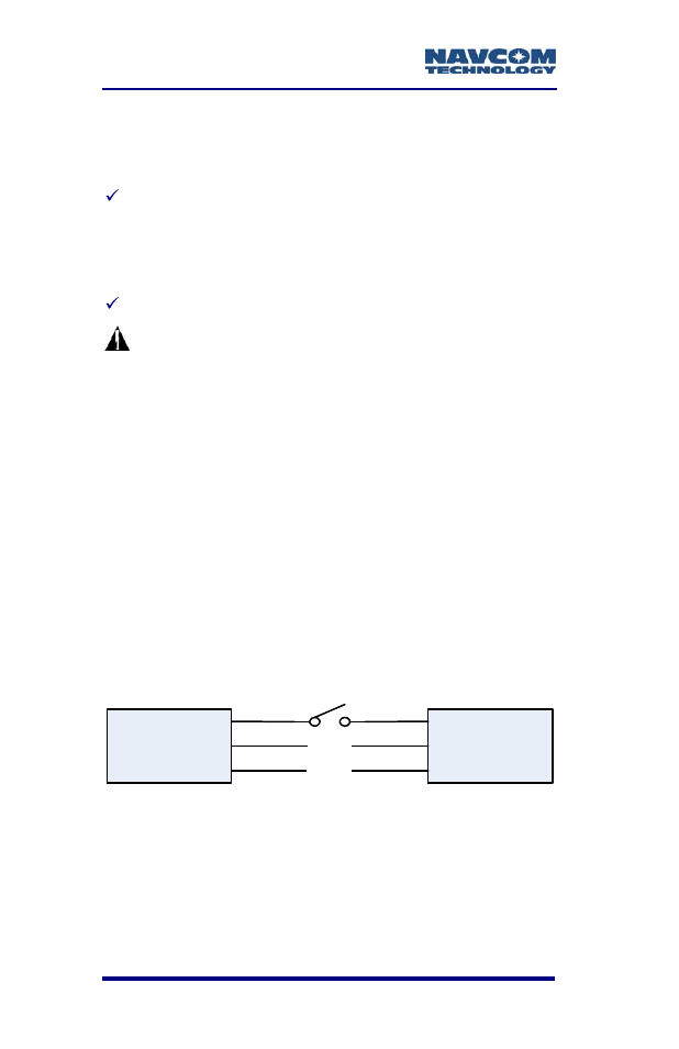 Proper shutdown of sf-3050, Figure 38: proper external power source setup | NavCom SF-3050 Rev.B User Manual | Page 72 / 201