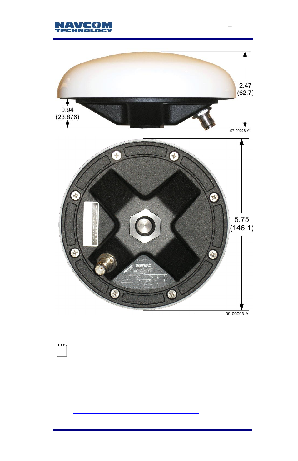 Figure 77: rover (p/n 82-001020-3001) antenna, Dimensions | NavCom SF-3050 Rev.E User Manual | Page 171 / 235