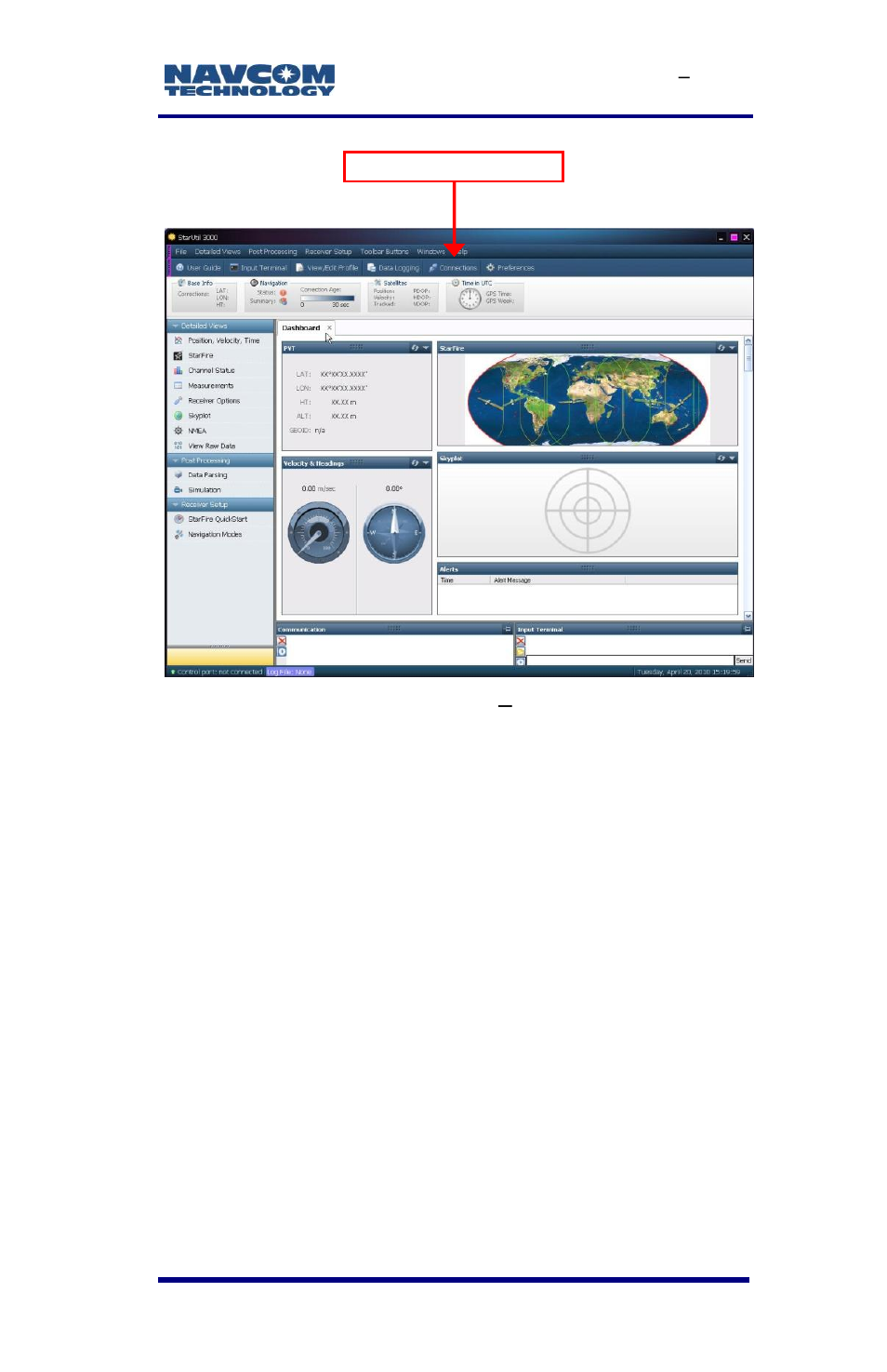 Figure 3: starutil 3000, Main window | NavCom SF-3050 Rev.E User Manual | Page 33 / 235