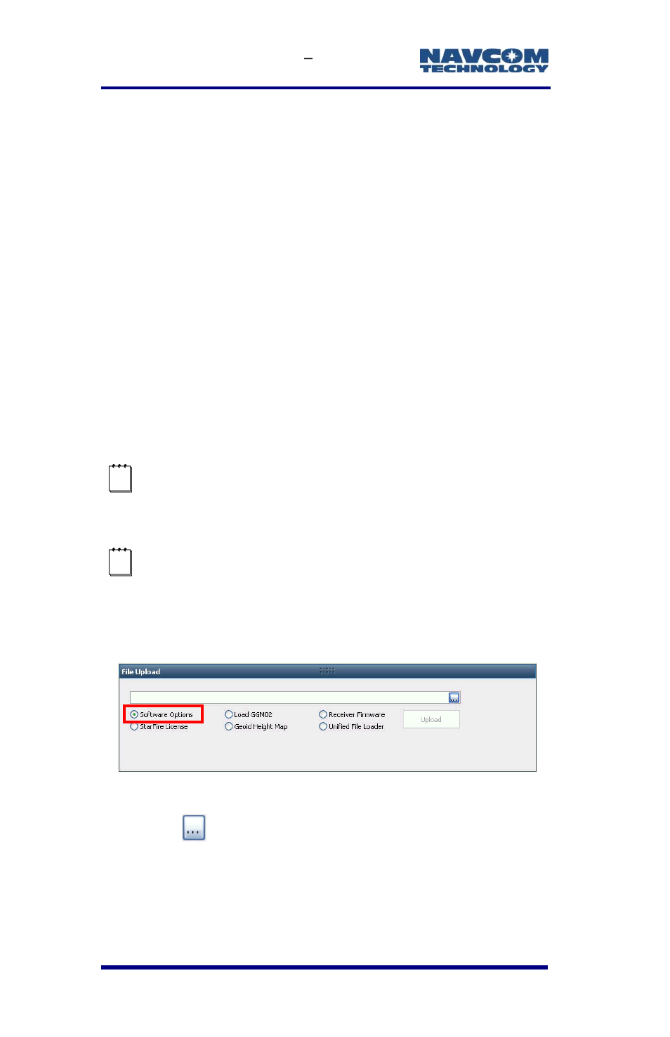 Upload software options, Figure 26: software options | NavCom SF-3050 Rev.E User Manual | Page 48 / 235