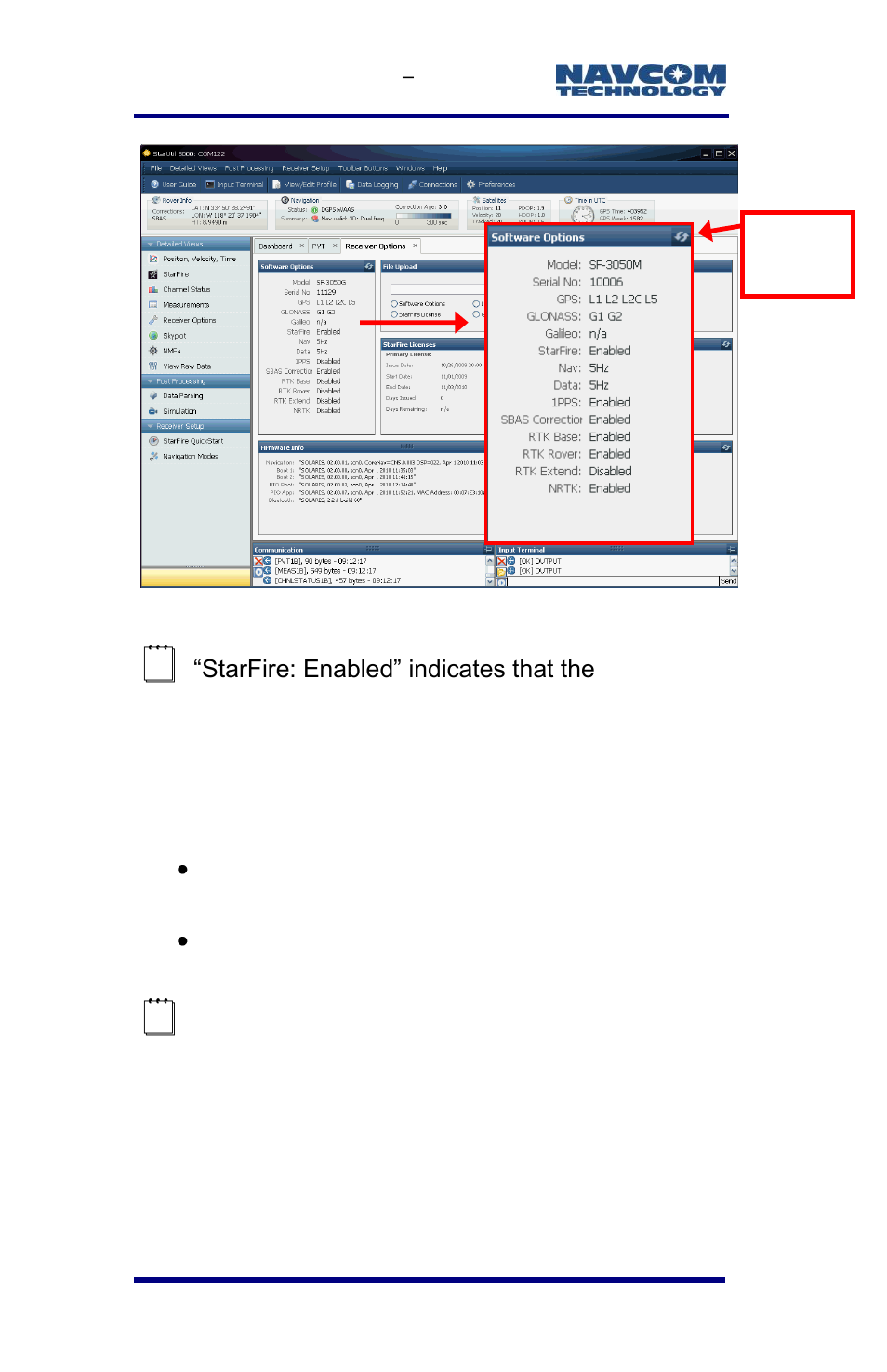 Figure 29: software options window | NavCom SF-3050 Rev.E User Manual | Page 50 / 235