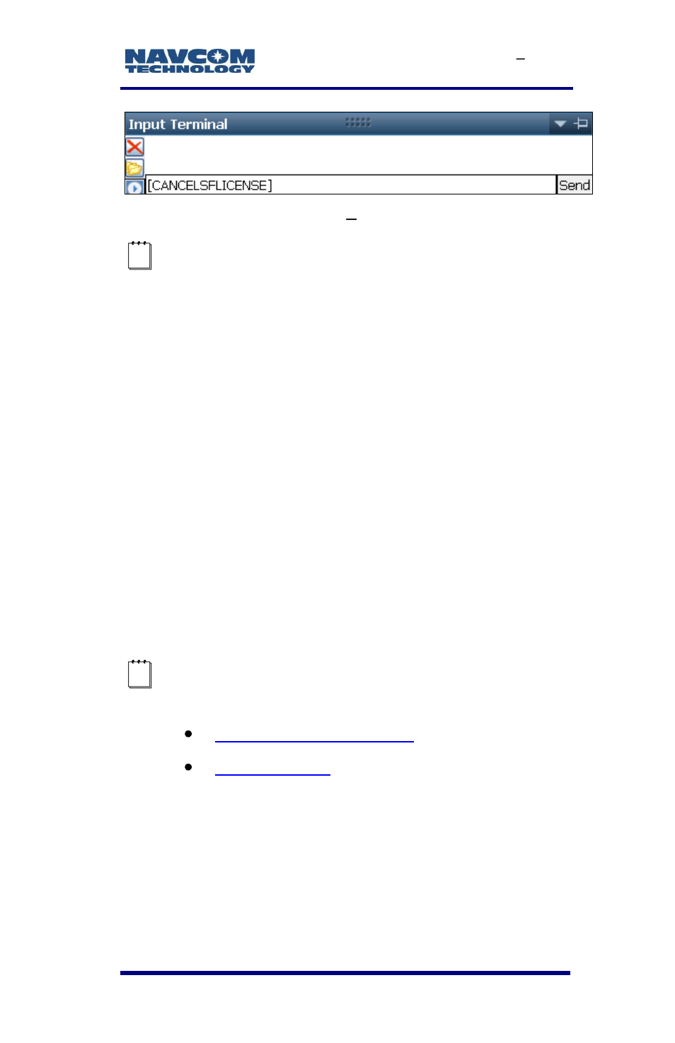 Factory default user profile, Figure 38: input terminal, Cancel starfire license | Figure 38) | NavCom SF-3050 Rev.E User Manual | Page 57 / 235