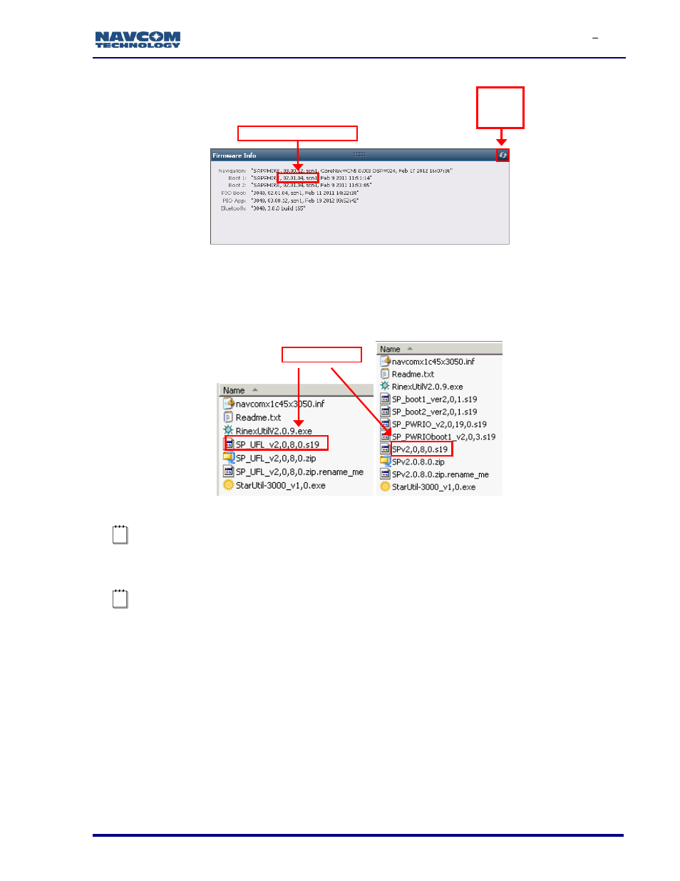 Figure 8: example of installed firmware, Figure 9: firmware folder, Figure 8) | NavCom SF-3050 Rev.I User Manual | Page 27 / 196