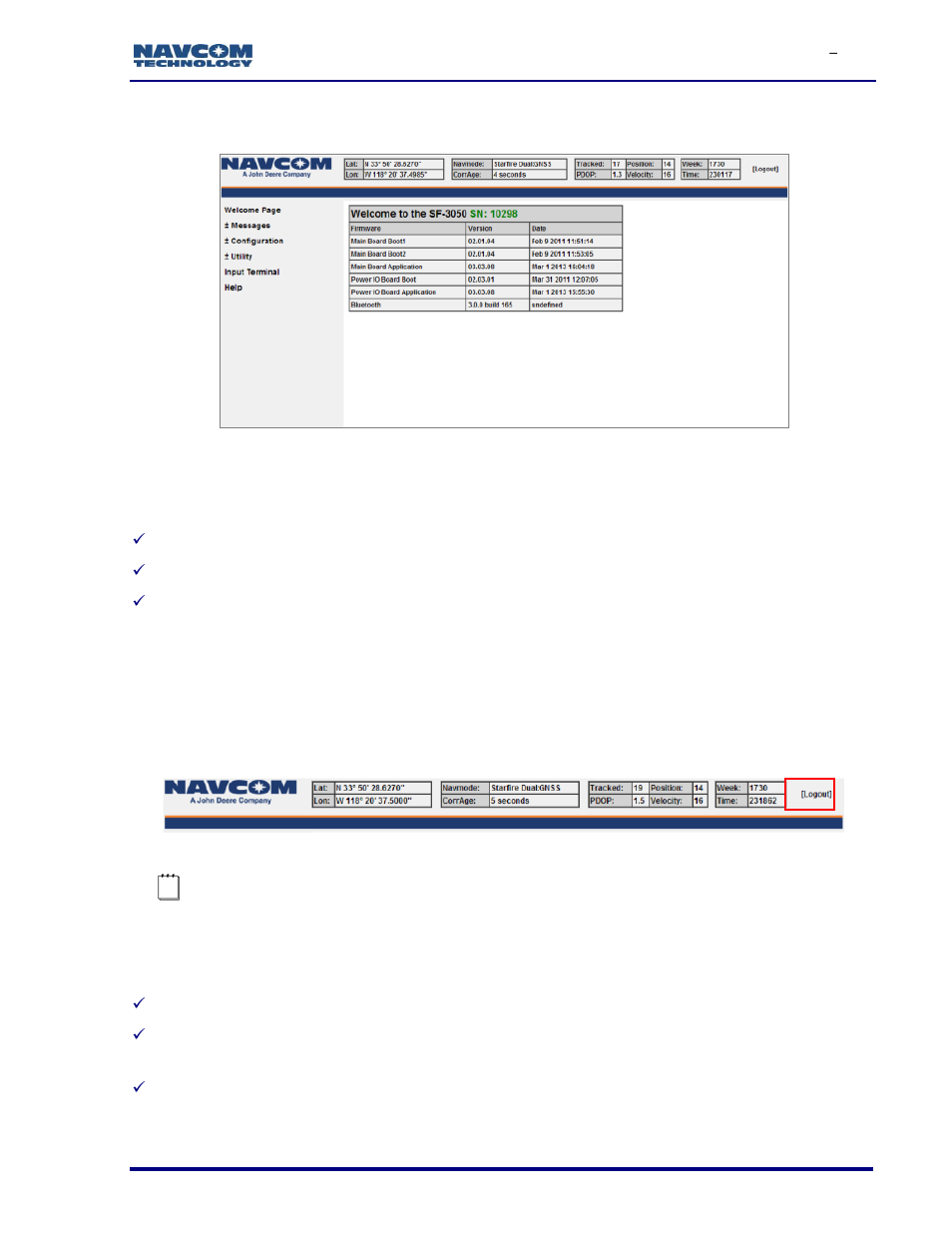 Receiver location bar, Figure 50: location bar | NavCom SF-3050 Rev.I User Manual | Page 62 / 196