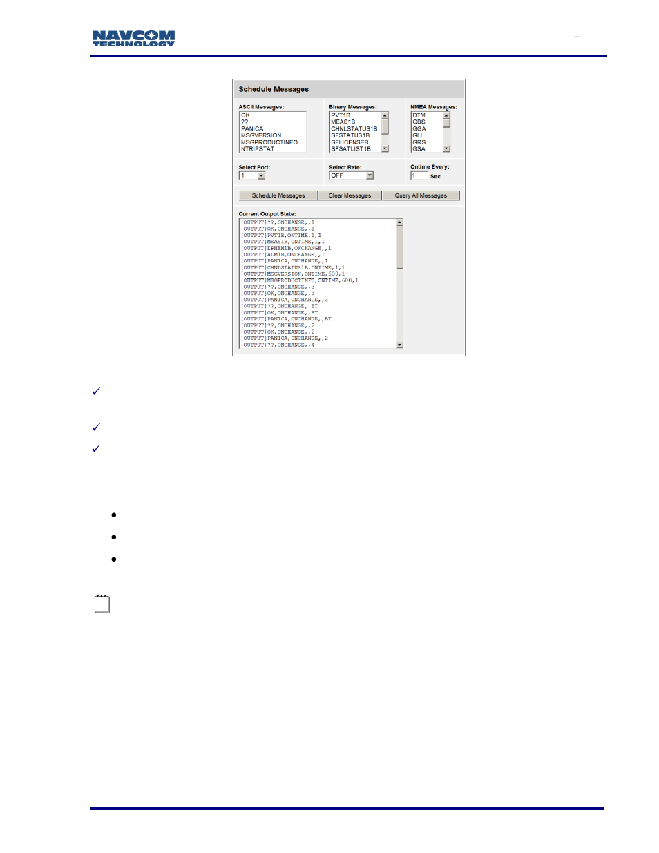 Figure 60: schedule messages screen | NavCom SF-3050 Rev.I User Manual | Page 73 / 196