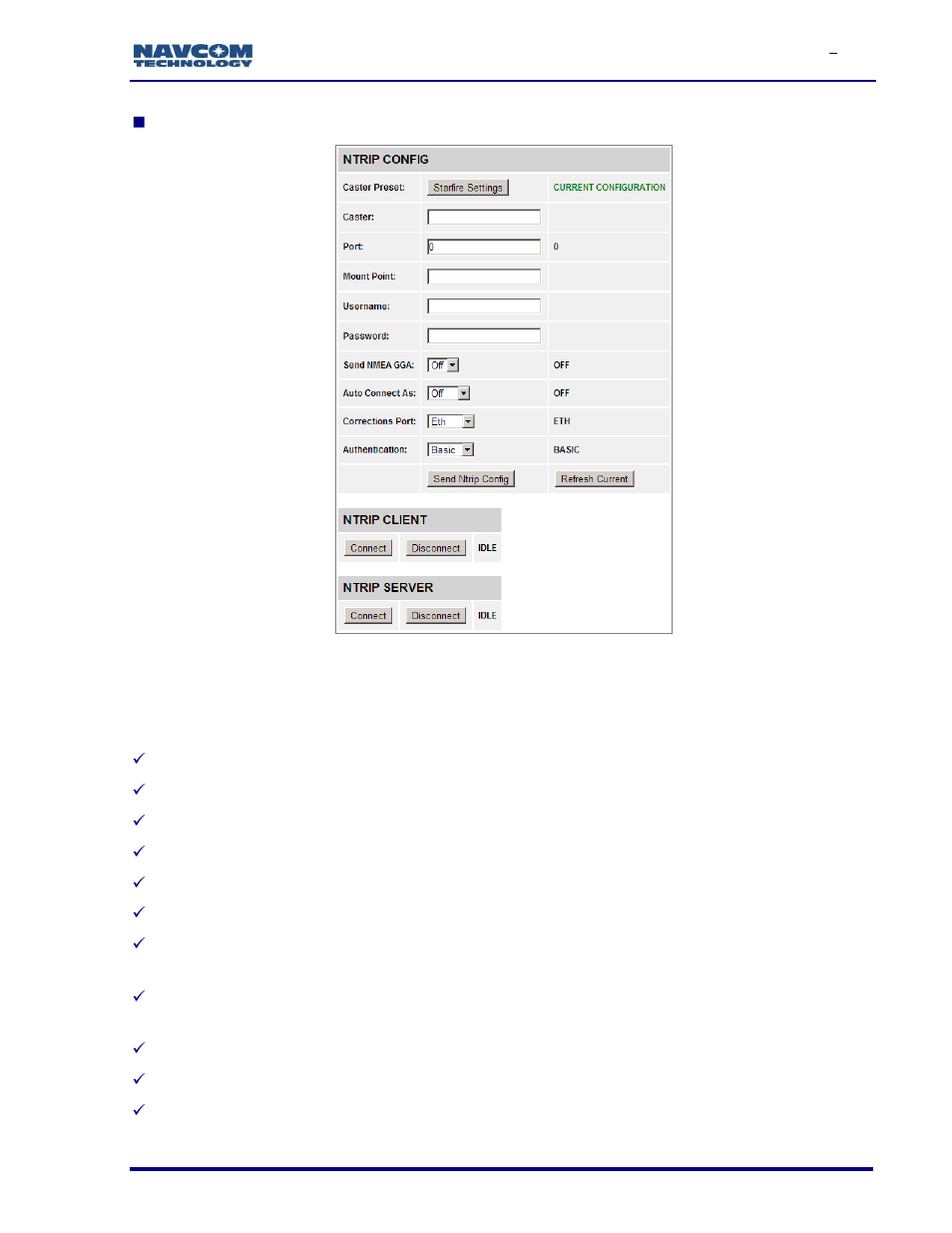 Figure 61: ntrip config screen | NavCom SF-3050 Rev.I User Manual | Page 74 / 196