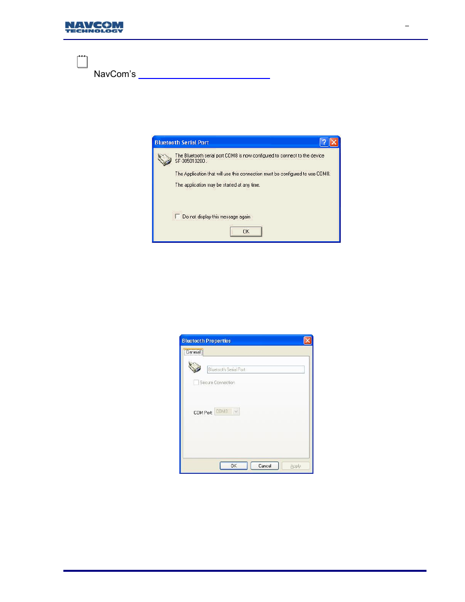 Figure 92: bluetooth serial port, Figure 93: bluetooth properties | NavCom SF-3050 Rev.I User Manual | Page 97 / 196