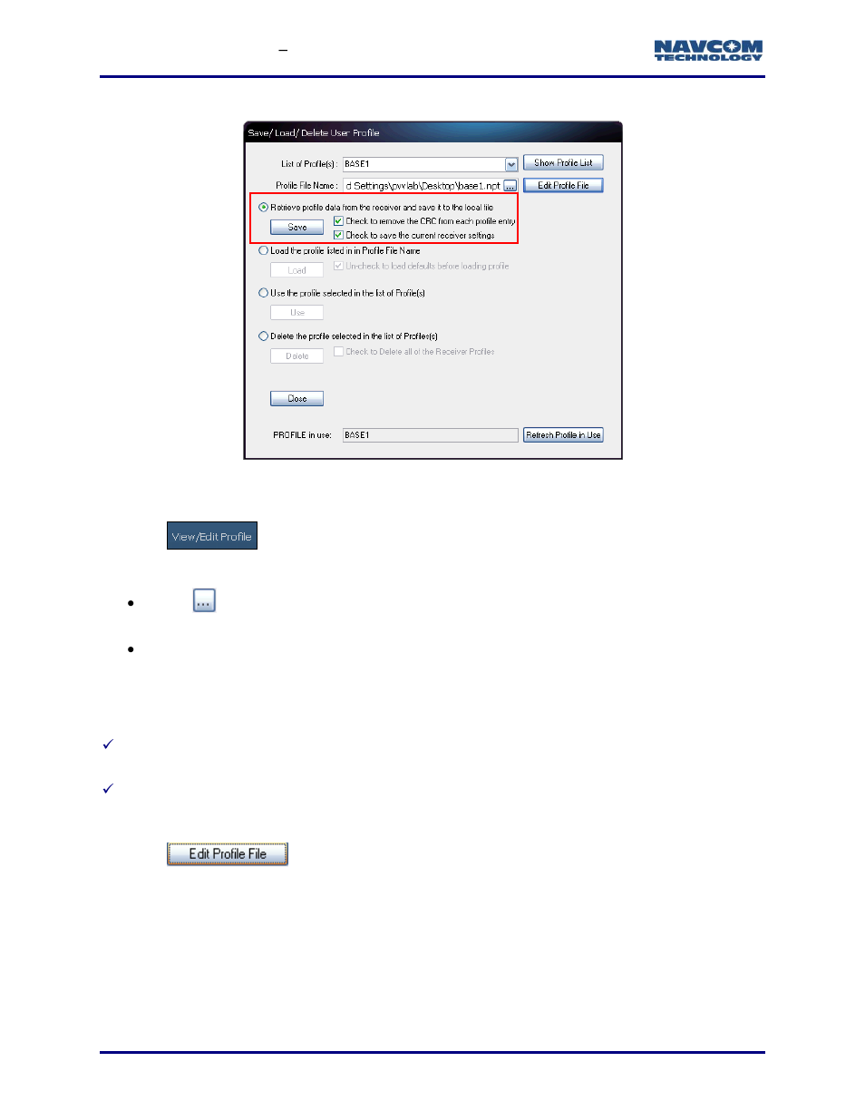 Figure 98: retrieve user profiles from receiver | NavCom StarUtil-3000 Rev.G User Manual | Page 102 / 177