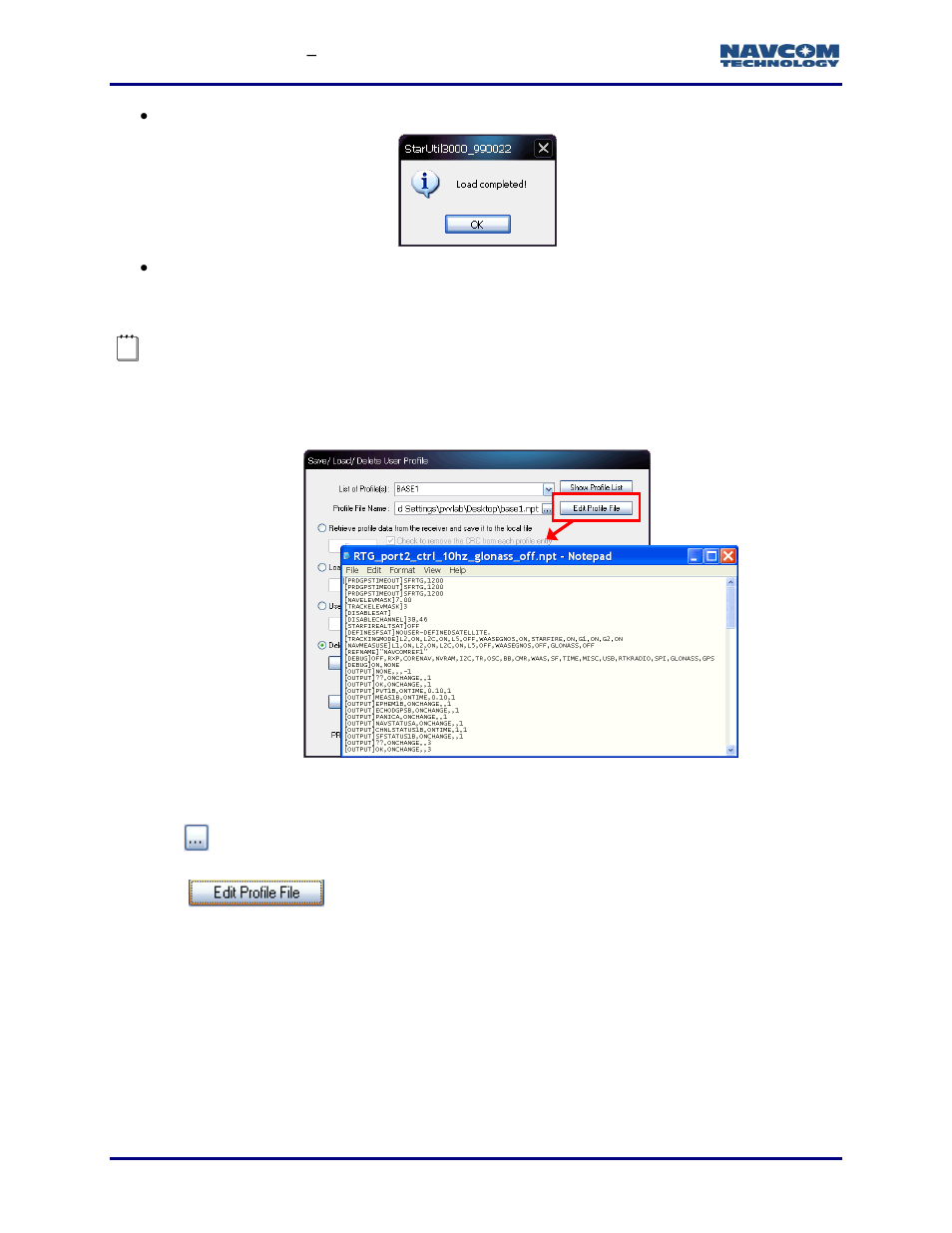 Edit user profile, Figure 102: edit profile file, Edit user profile) | NavCom StarUtil-3000 Rev.G User Manual | Page 106 / 177