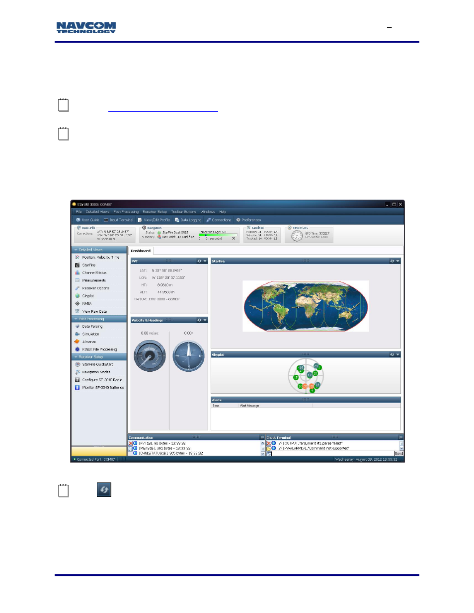 Chapter 9, Display of positioning performance, Dashboard | Figure 132: dashboard | NavCom StarUtil-3000 Rev.G User Manual | Page 143 / 177