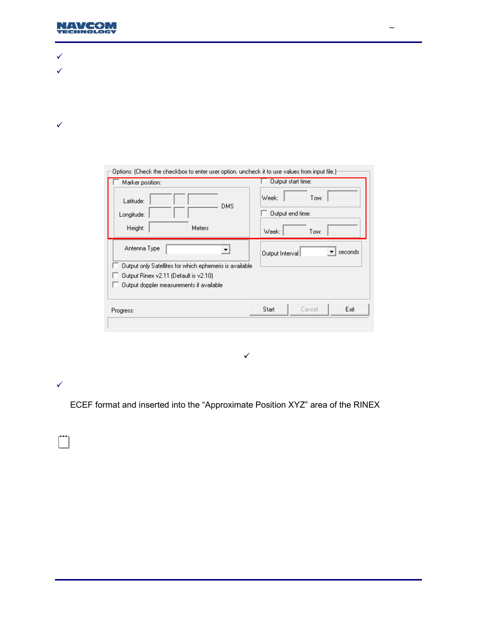 Options, Figure 161: options area | NavCom StarUtil-3000 Rev.G User Manual | Page 171 / 177