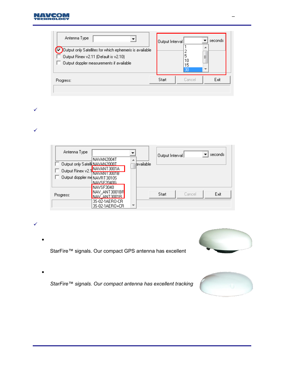 Figure 162: output interval and ephemeris output, Figure 163: antenna type, Figure 163) | NavCom StarUtil-3000 Rev.G User Manual | Page 173 / 177