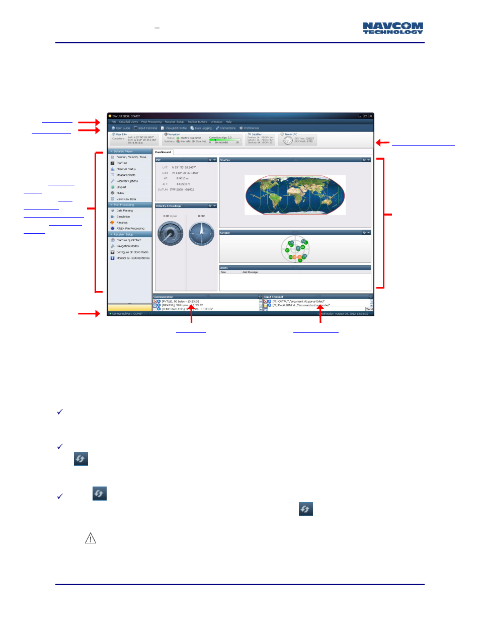 Starutil 3000 main gui, Window features, How output data is polled | Refresh button, Figure 2: starutil 3000 main gui, Figure 2 | NavCom StarUtil-3000 Rev.G User Manual | Page 28 / 177