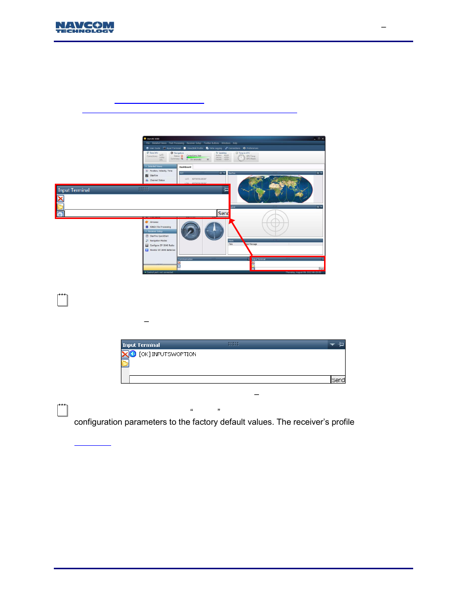 Figure 27: input terminal, Figure 28: input terminal, Confirmation | NavCom StarUtil-3000 Rev.G User Manual | Page 39 / 177