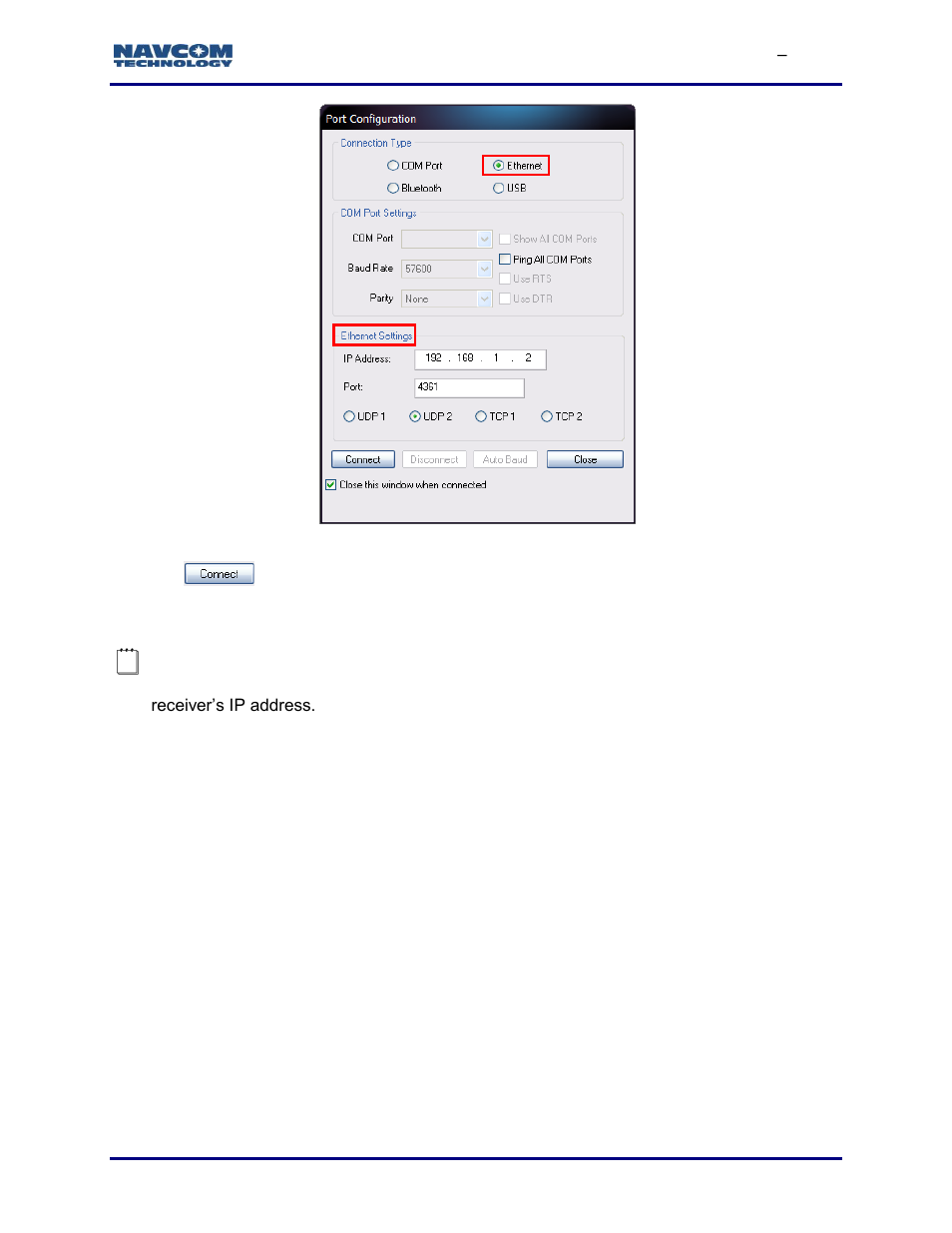 Figure 51: ethernet port configuration | NavCom StarUtil-3000 Rev.G User Manual | Page 59 / 177