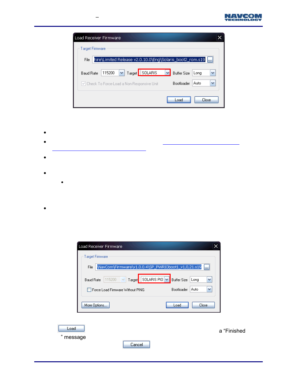 Figure 72: settings for gnss firmware, Figure 73: settings for pwrio firmware | NavCom StarUtil-3000 Rev.G User Manual | Page 72 / 177