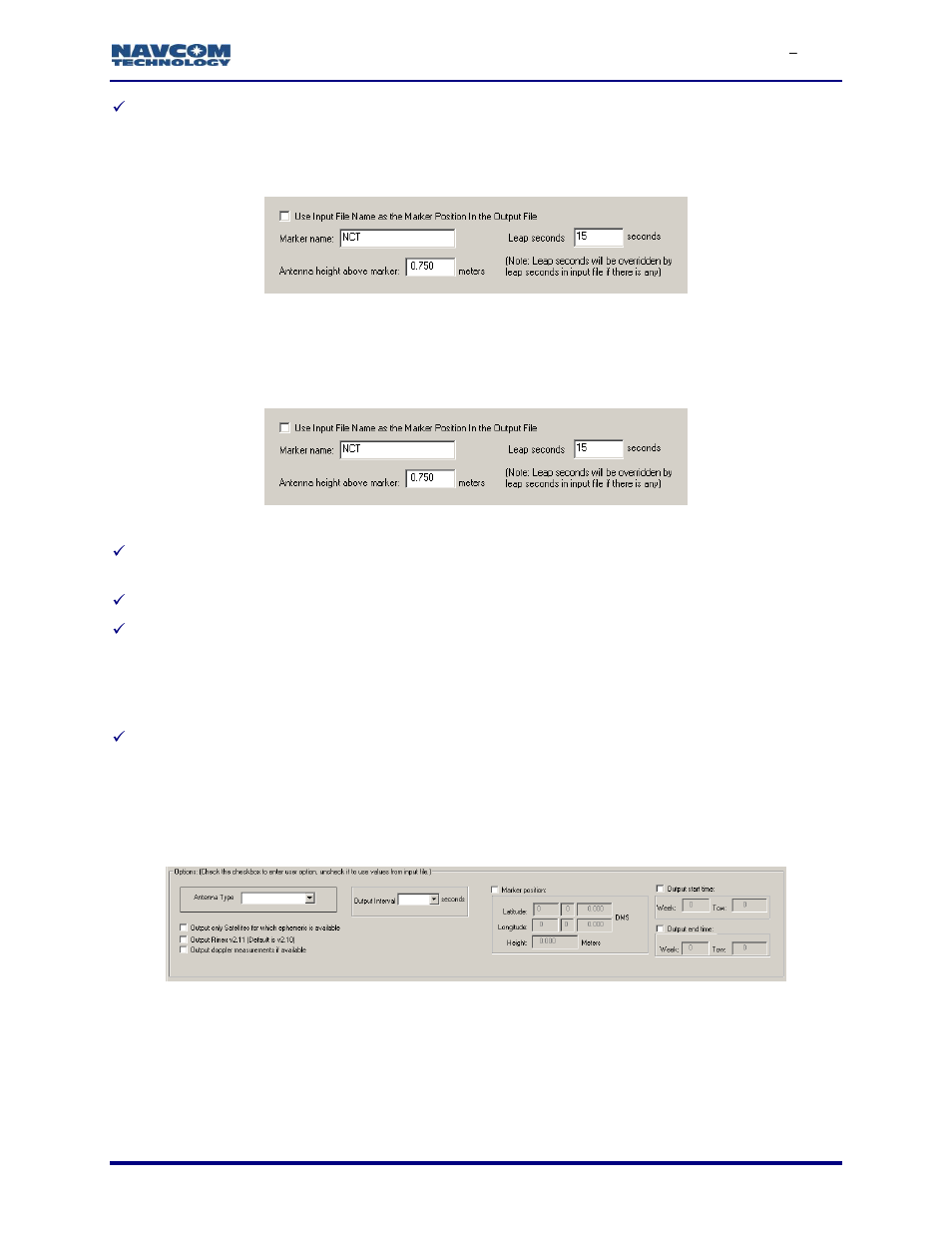 User input, Options, Figure 4: user input area | Figure 5: options area | NavCom Rinex Utility Rev.D User Manual | Page 12 / 17