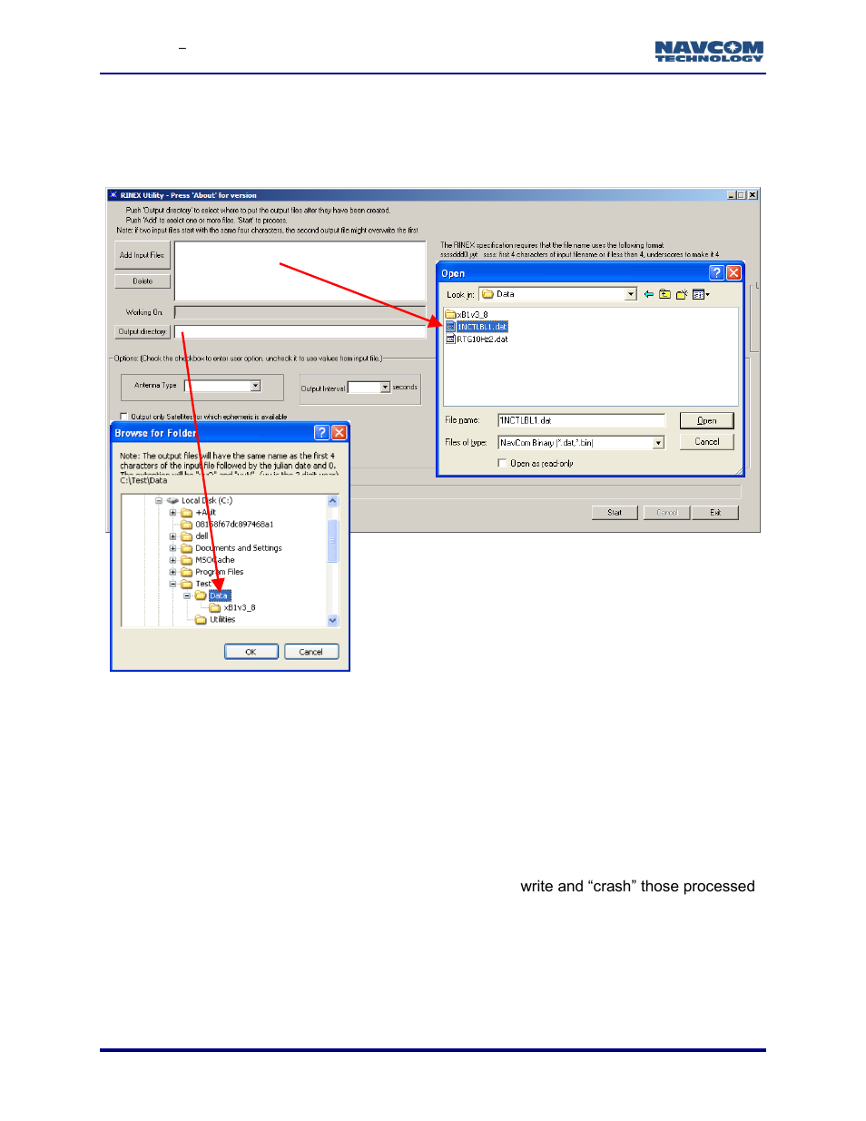 File i/o, File naming convention, Figure 2: input file and output directory | NavCom Rinex Utility Rev.D User Manual | Page 9 / 17