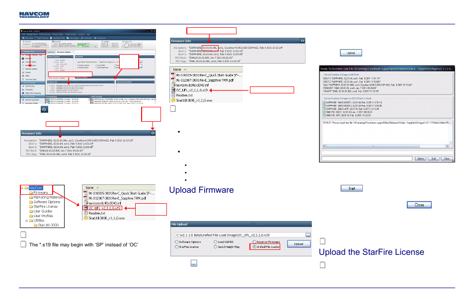 Upload firmware, Upload the starfire license, Sf-3040 quick start guide | Upload a unified firmware file | NavCom SF-3040 Quick Start User Manual | Page 3 / 4