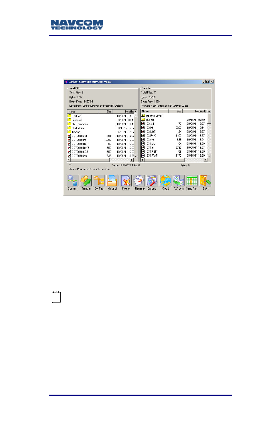 Figure 74: x-port survcom dialog for transfers | NavCom SurveCE Integration Rev.A User Manual | Page 121 / 150
