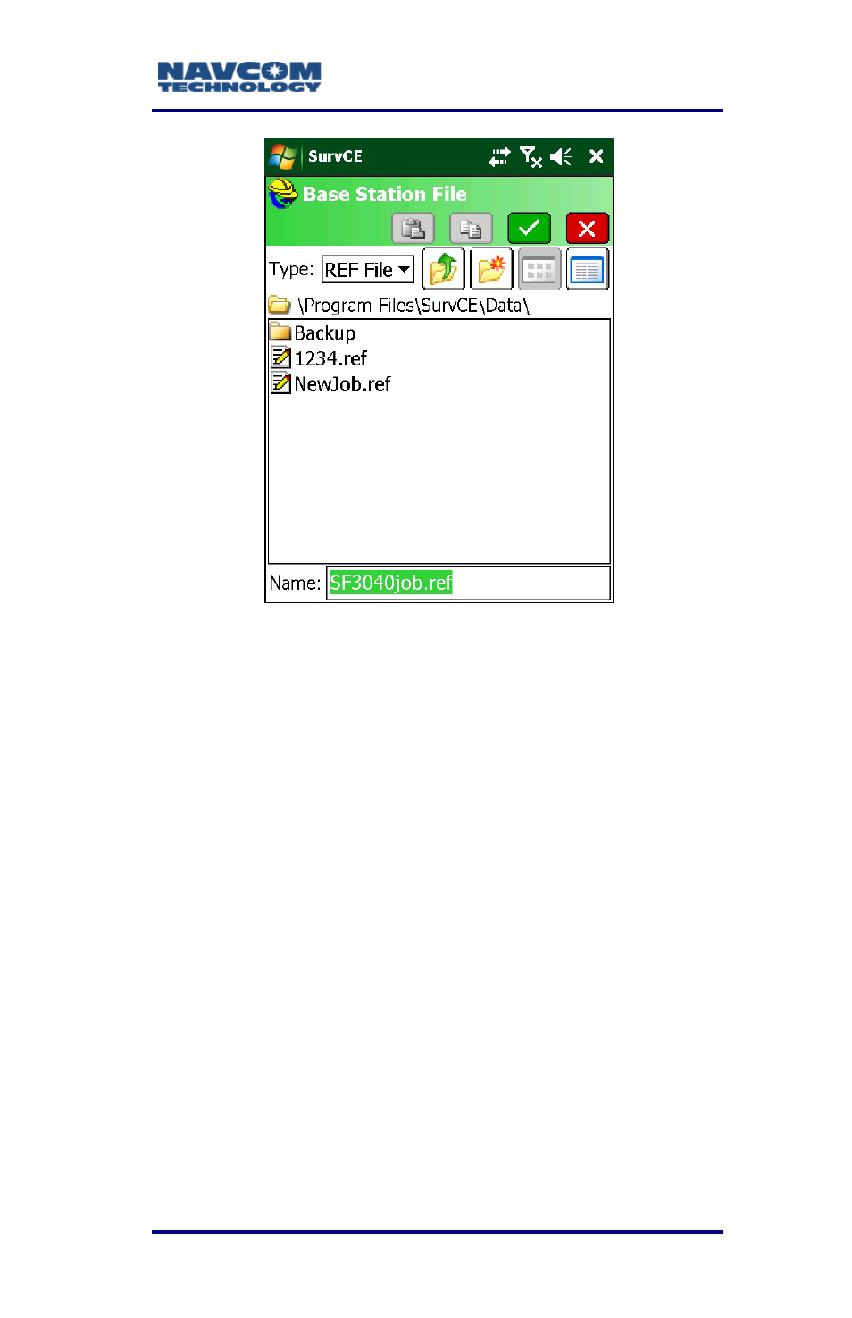 Figure 85: base station file window, A-139 | NavCom SurveCE Integration Rev.A User Manual | Page 141 / 150